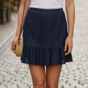 NWT Draper James RSVP Size 12 Navy Blue Tiered Skirt!